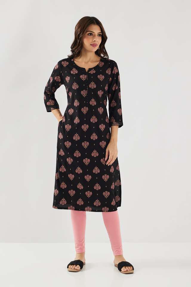 Printed-Rayon-V-Neck-Women-s-Casual-Wear-Kurta