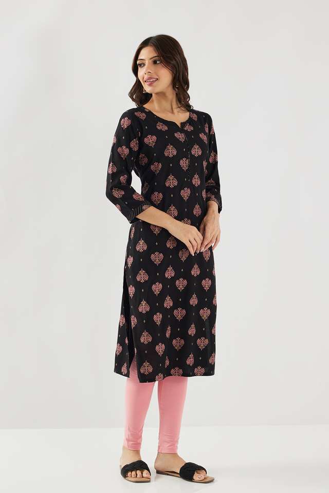 Printed-Rayon-V-Neck-Women-s-Casual-Wear-Kurta