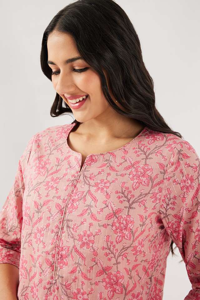 Printed-Cotton-V-Neck-Women-s-Casual-Wear-Kurta