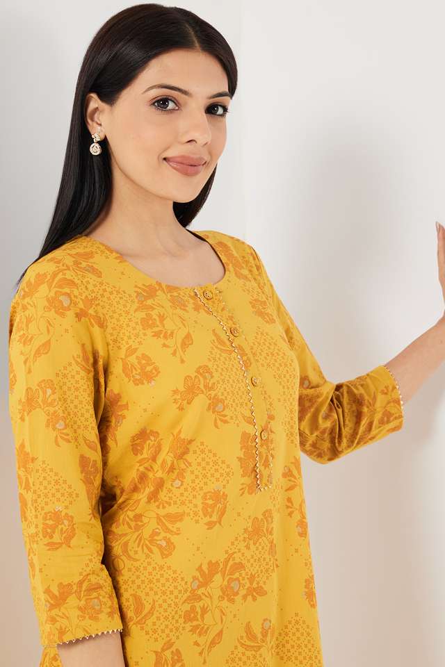Printed-Cotton-Round-Neck-Women-s-Casual-Wear-Kurta