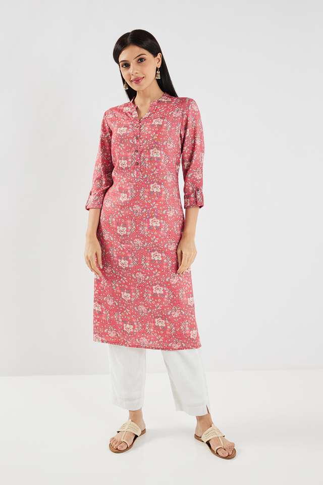 Printed-Blended-Fabric-Collared-Women-s-Casual-Wear-Kurta