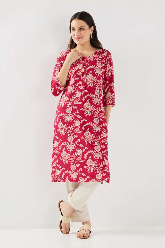 Printed-Rayon-Round-Neck-Women-s-Casual-Wear-Kurta