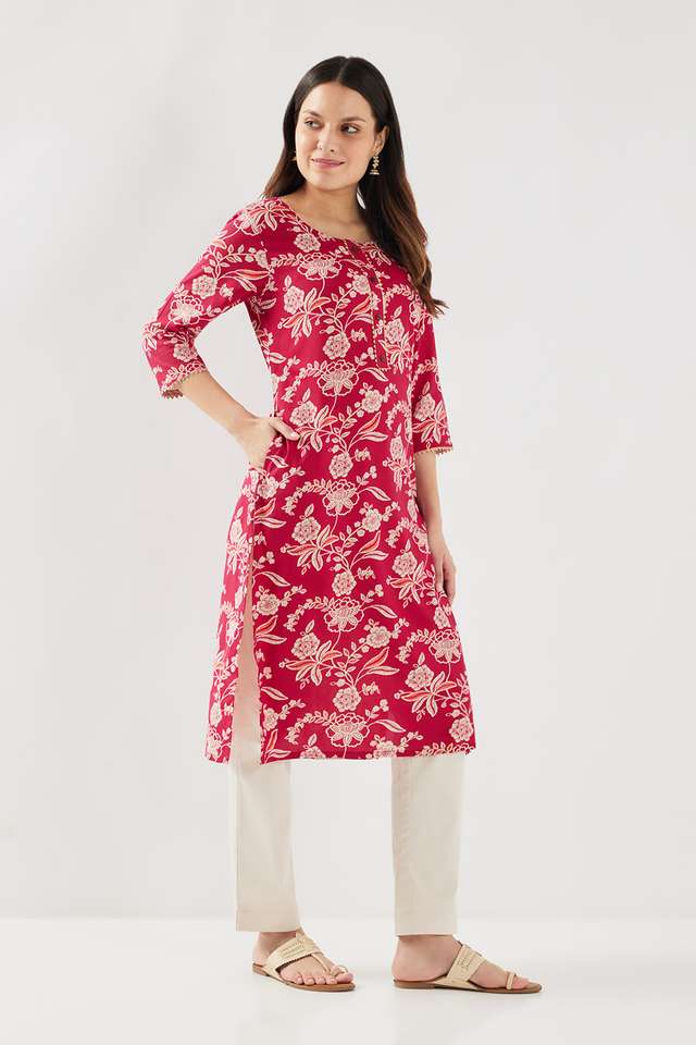 Printed-Rayon-Round-Neck-Women-s-Casual-Wear-Kurta