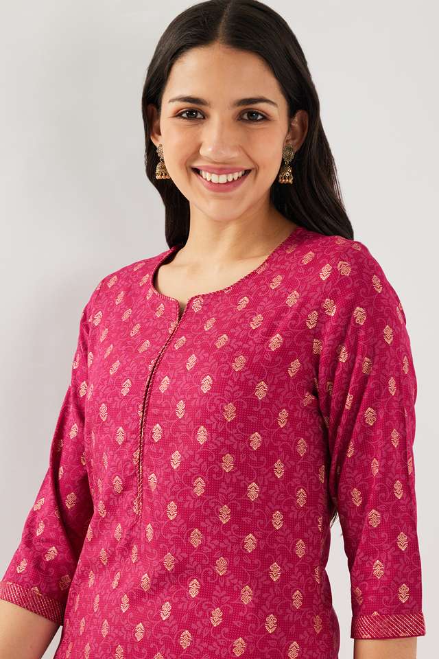 Printed-Rayon-V-Neck-Women-s-Casual-Wear-Kurta