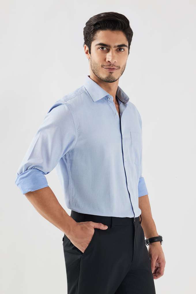 Dobby-Collared-Cotton-Blend-Men-Formal-Wear-Shirt