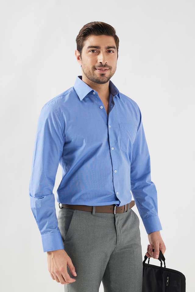 Solid-Cotton-Blend-Slim-Fit-Men-s-Formal-Wear-Shirt