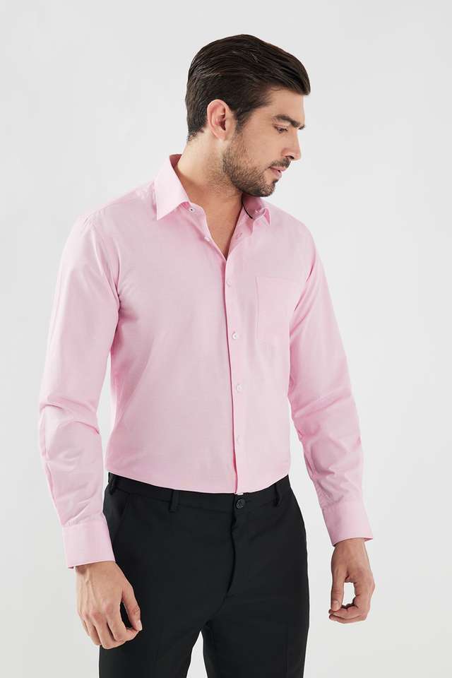 Solid-Cotton-Blend-Slim-Fit-Men-s-Formal-Wear-Shirt