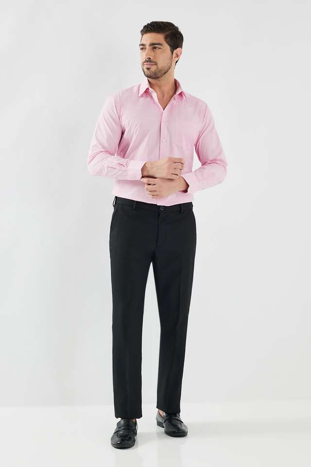 Solid-Cotton-Blend-Slim-Fit-Men-s-Formal-Wear-Shirt
