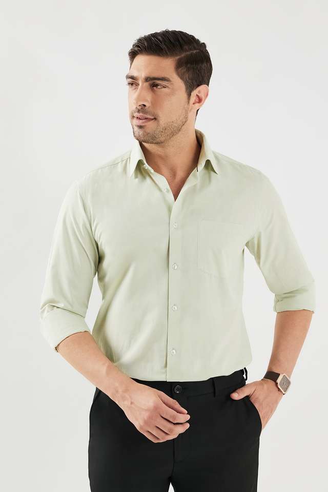 Solid-Cotton-Blend-Slim-Fit-Men-s-Formal-Wear-Shirt
