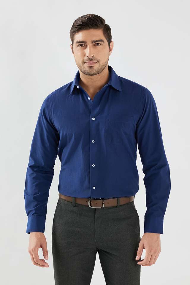 Solid-Cotton-Blend-Slim-Fit-Men-s-Formal-Wear-Shirt