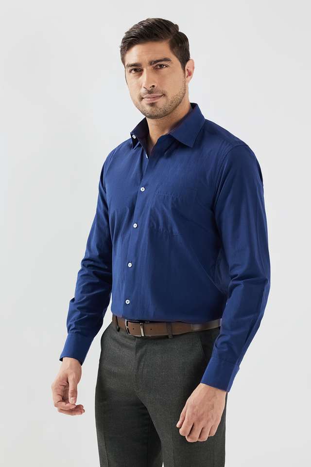 Solid-Cotton-Blend-Slim-Fit-Men-s-Formal-Wear-Shirt