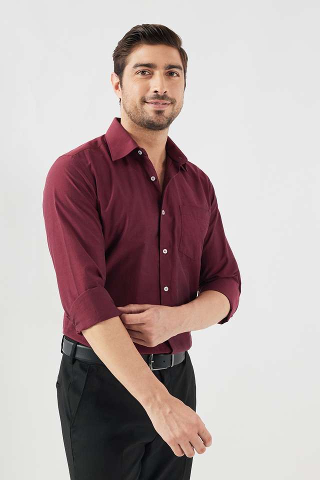 Solid-Cotton-Blend-Slim-Fit-Men-s-Formal-Wear-Shirt