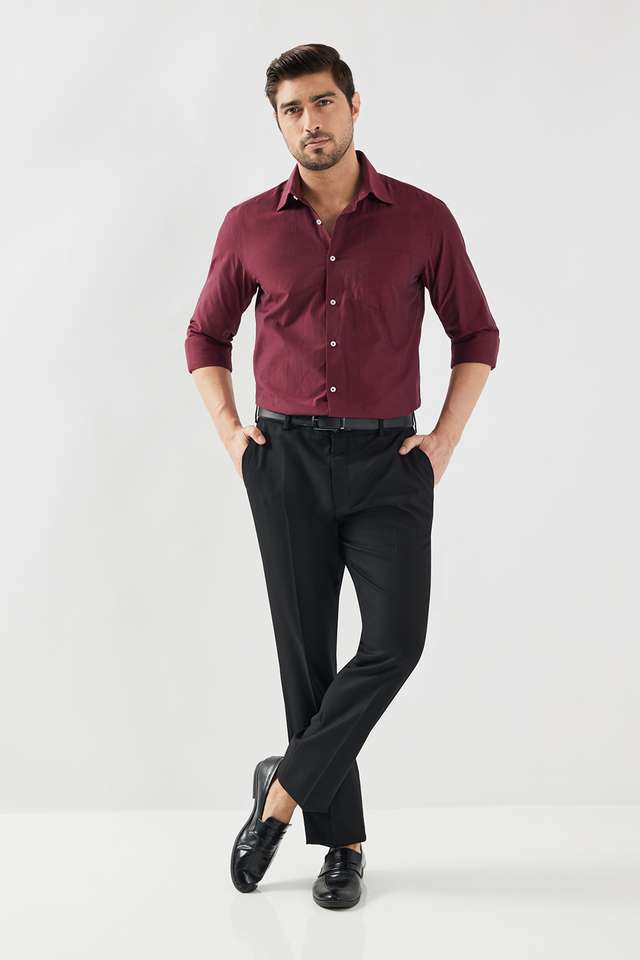 Solid-Cotton-Blend-Slim-Fit-Men-s-Formal-Wear-Shirt