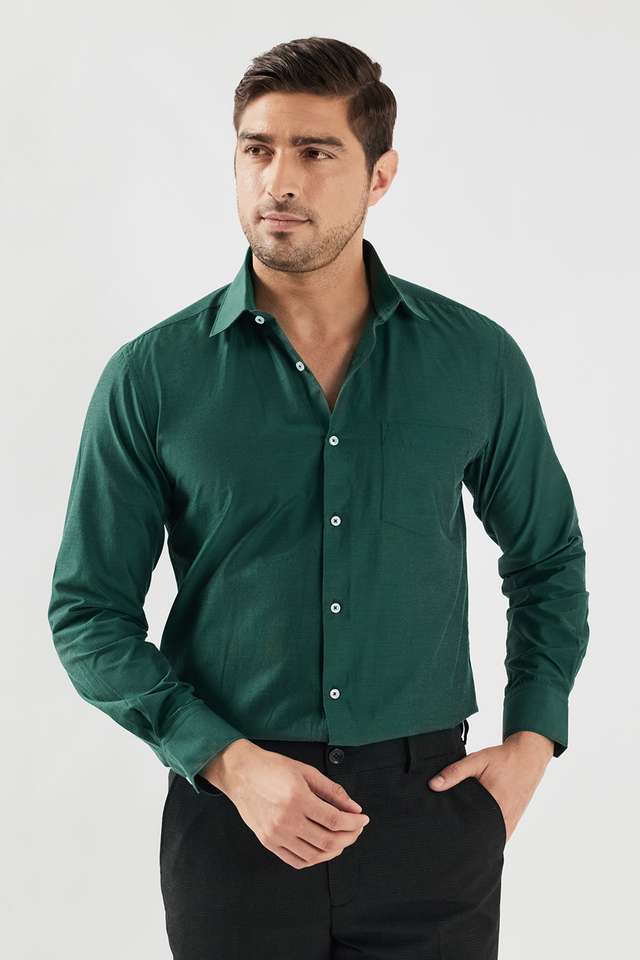 Solid-Cotton-Blend-Slim-Fit-Men-s-Formal-Wear-Shirt