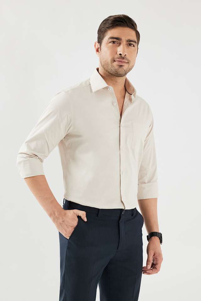 Solid-Cotton-Blend-Slim-Fit-Men-s-Formal-Wear-Shirt