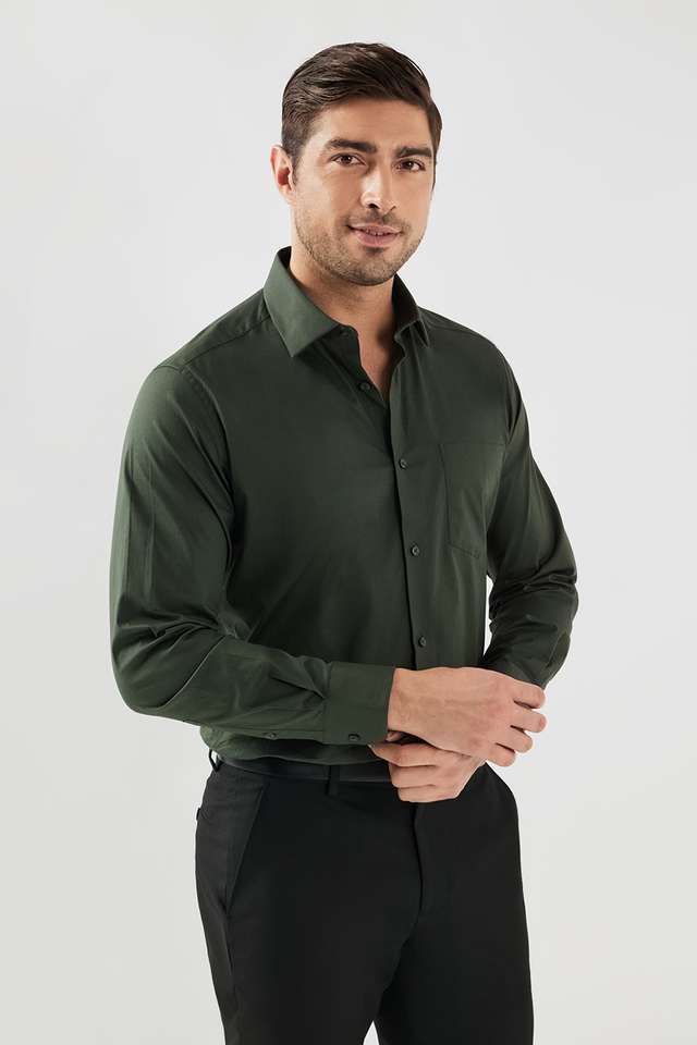 Solid-Cotton-Blend-Slim-Fit-Men-s-Formal-Wear-Shirt