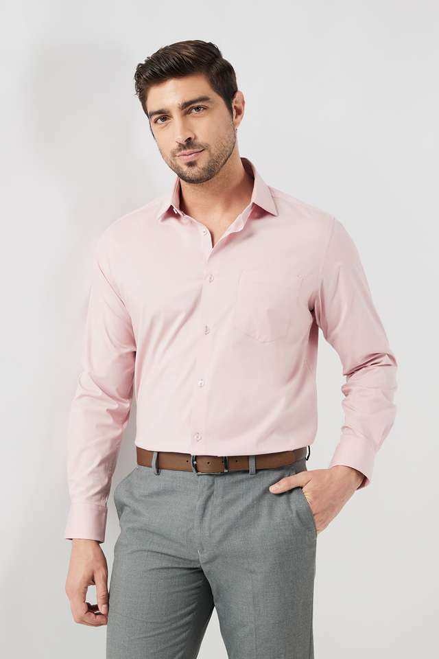 Solid-Cotton-Blend-Slim-Fit-Men-s-Formal-Wear-Shirt