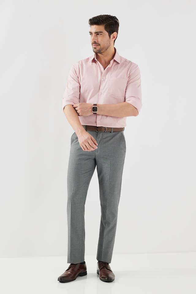 Solid-Cotton-Blend-Slim-Fit-Men-s-Formal-Wear-Shirt