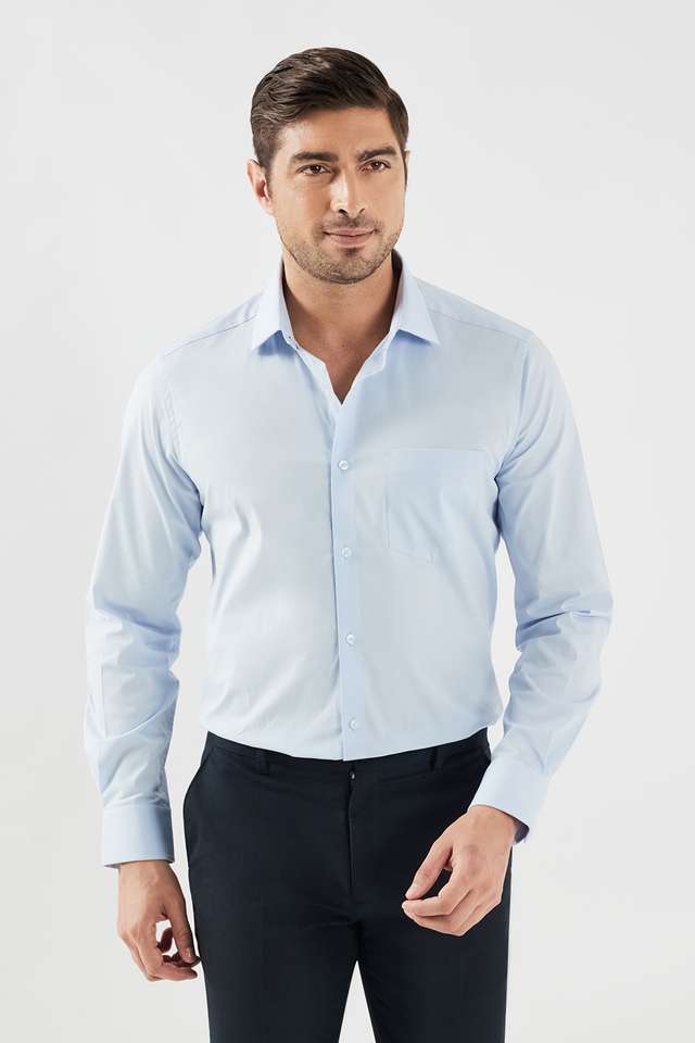 Solid-Cotton-Blend-Slim-Fit-Men-s-Formal-Wear-Shirt