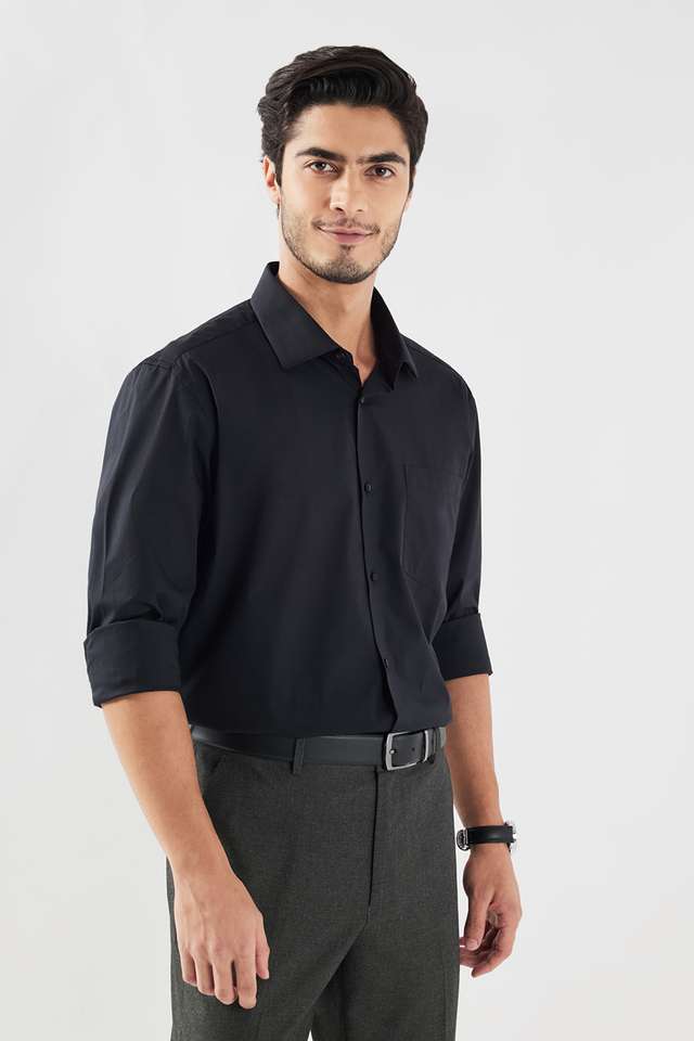 Solid-Cotton-Blend-Slim-Fit-Men-s-Formal-Wear-Shirt
