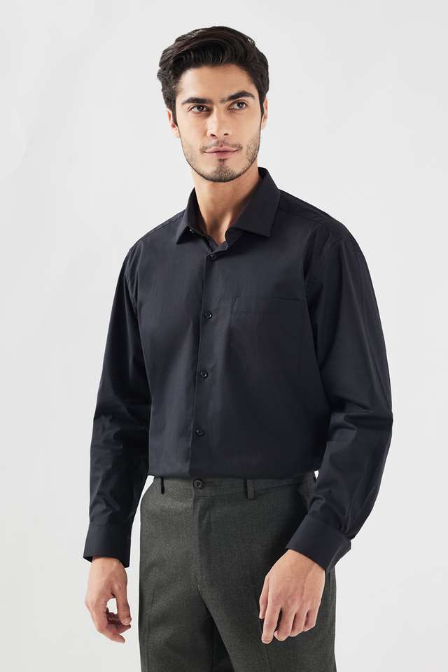 Solid-Cotton-Blend-Slim-Fit-Men-s-Formal-Wear-Shirt
