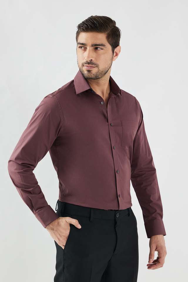 Solid-Cotton-Blend-Slim-Fit-Men-s-Formal-Wear-Shirt