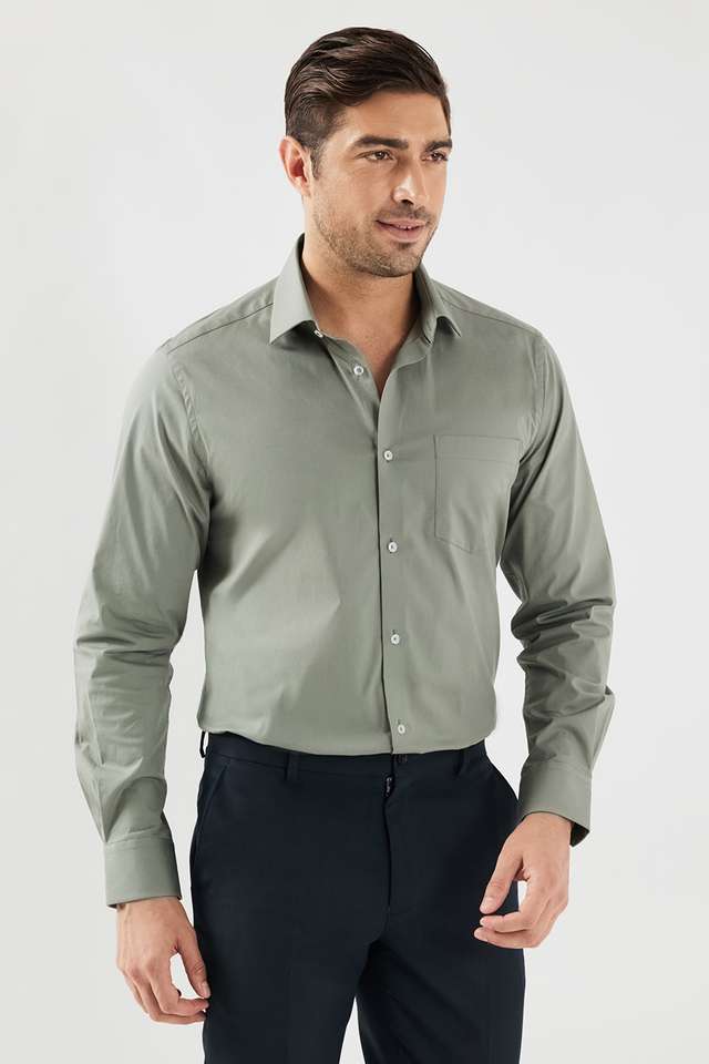 Solid-Cotton-Blend-Slim-Fit-Men-s-Formal-Wear-Shirt
