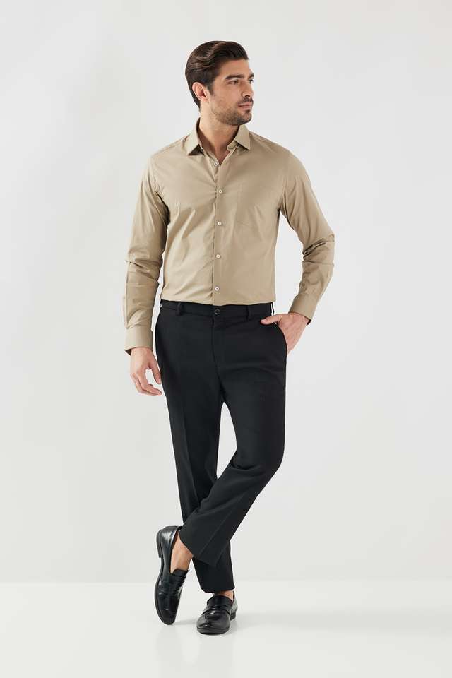 Solid-Cotton-Blend-Slim-Fit-Men-s-Formal-Wear-Shirt
