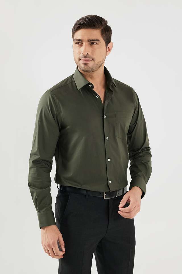 Solid-Cotton-Blend-Slim-Fit-Men-s-Formal-Wear-Shirt