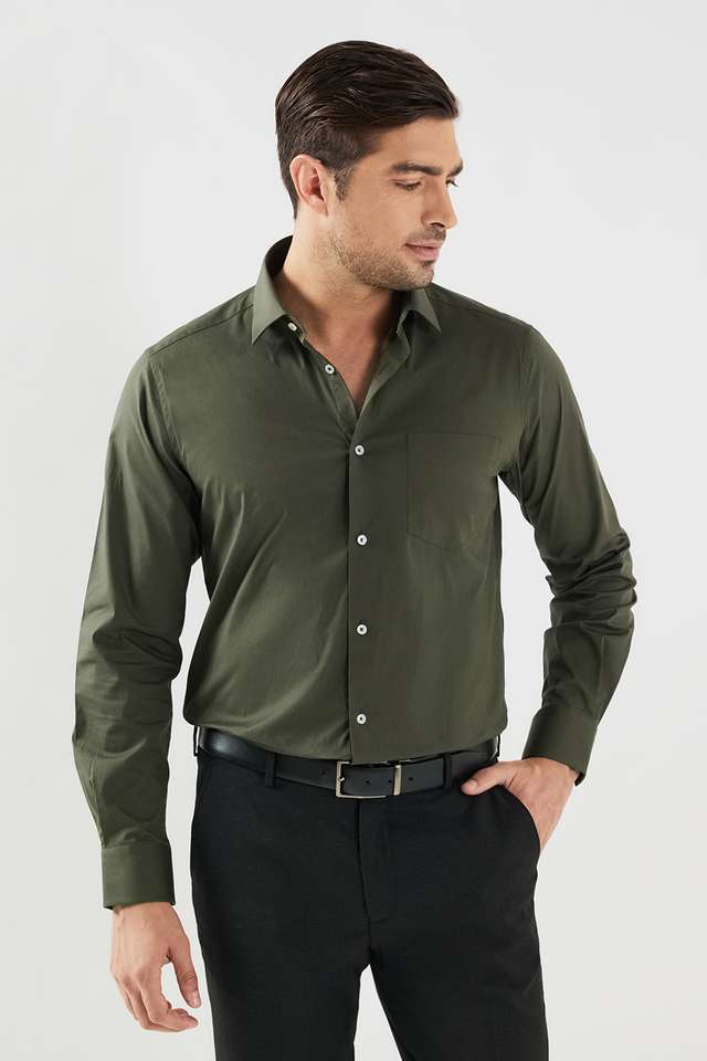 Solid-Cotton-Blend-Slim-Fit-Men-s-Formal-Wear-Shirt