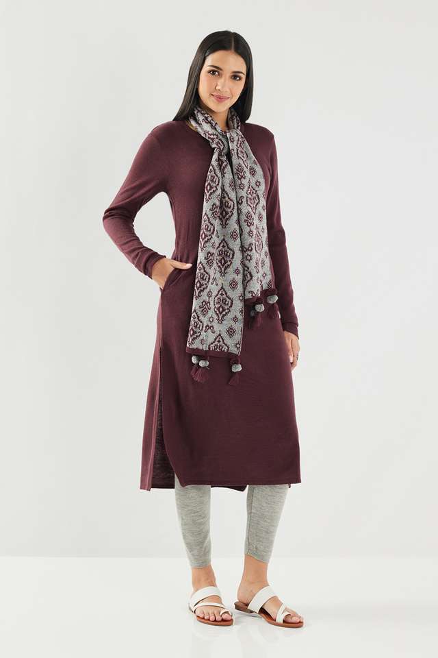 Solid-Acrylic-Women-s-Winter-Wear-Kurta