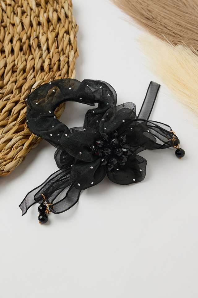 Scrunchy-With-Beads---Black