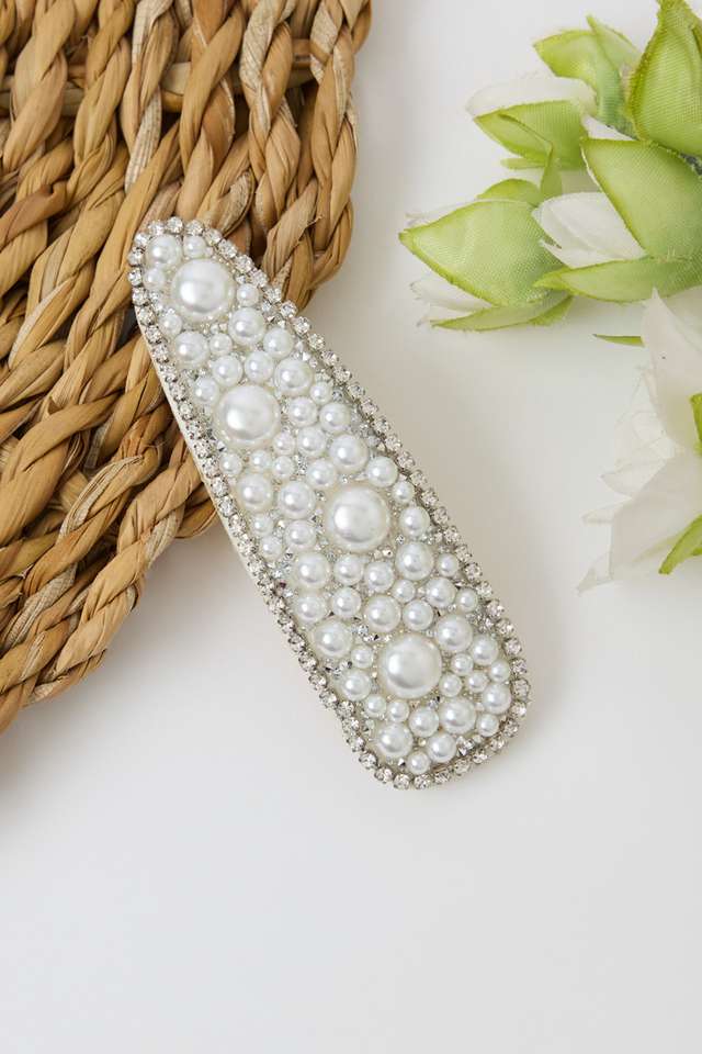 Beaded-Hair-Clip---Silver