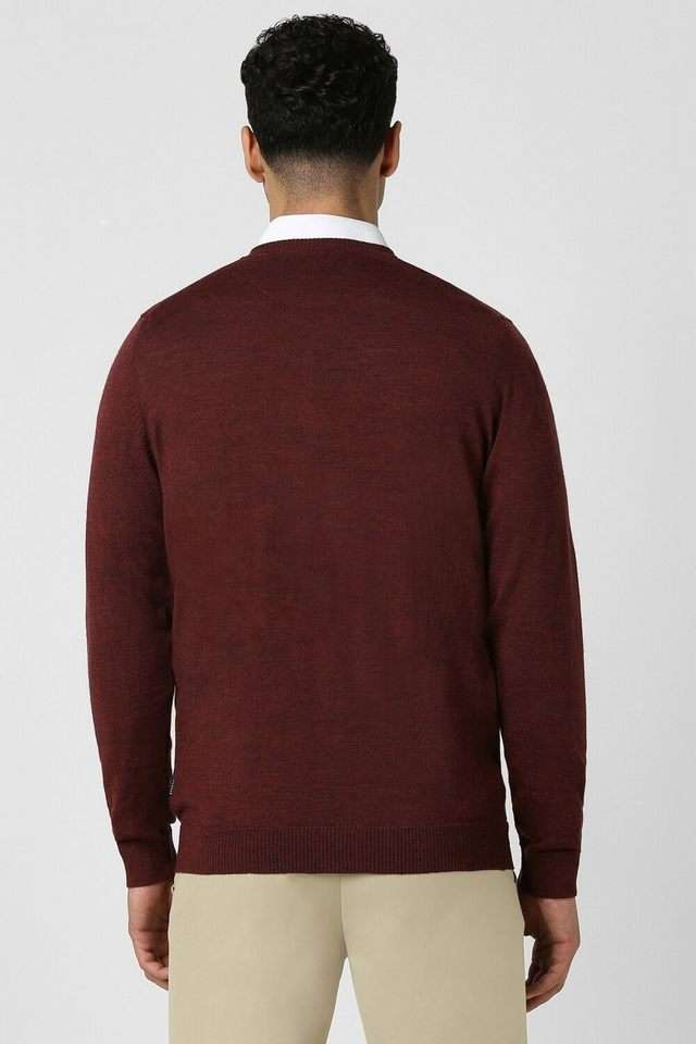 Solid-Blended-Fabric-V-Neck-Men-s-Sweater