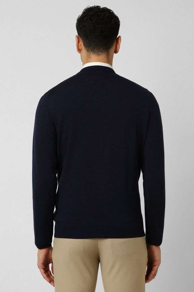 Solid-Wool-V-Neck-Men-s-Sweater