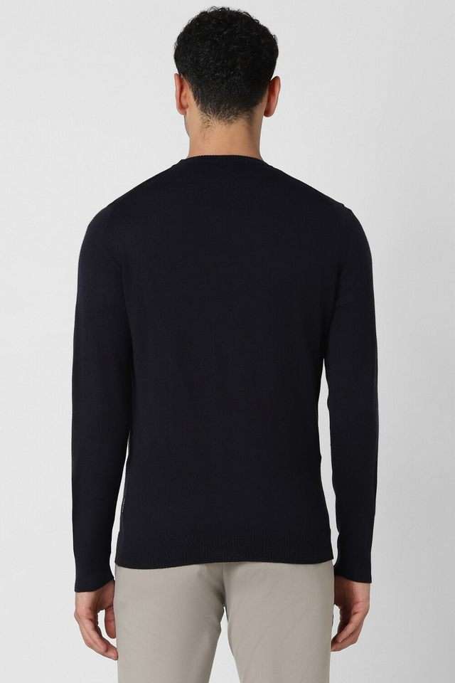 Solid-Blended-Fabric-V-Neck-Men-s-Sweater