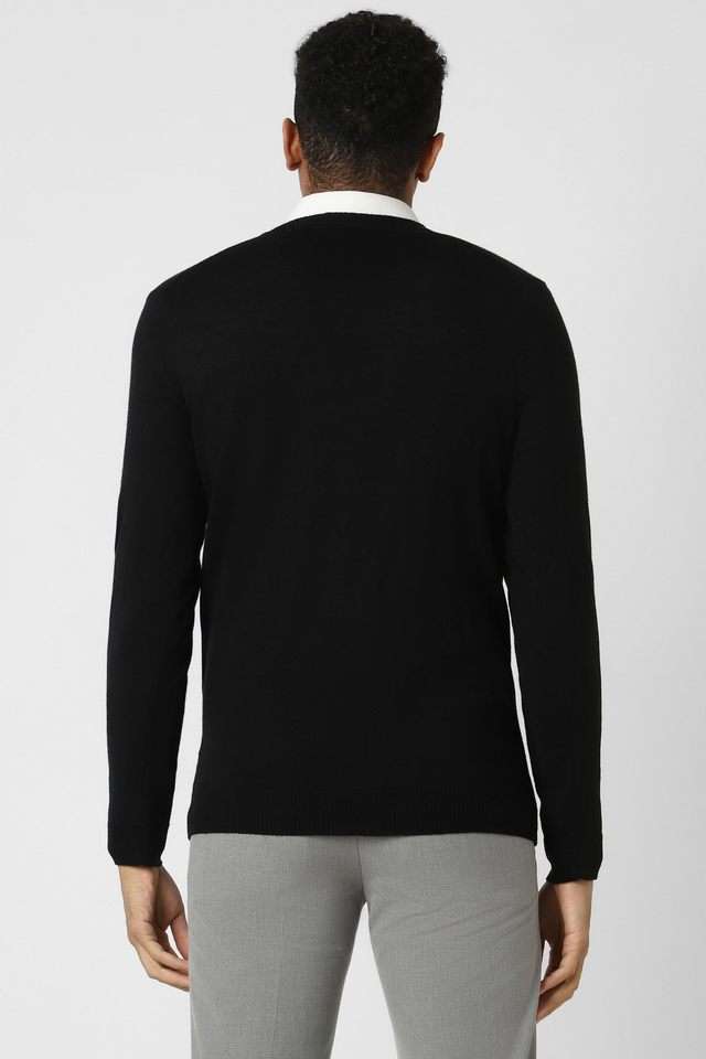 Solid-Blended-Fabric-V-Neck-Men-s-Sweater