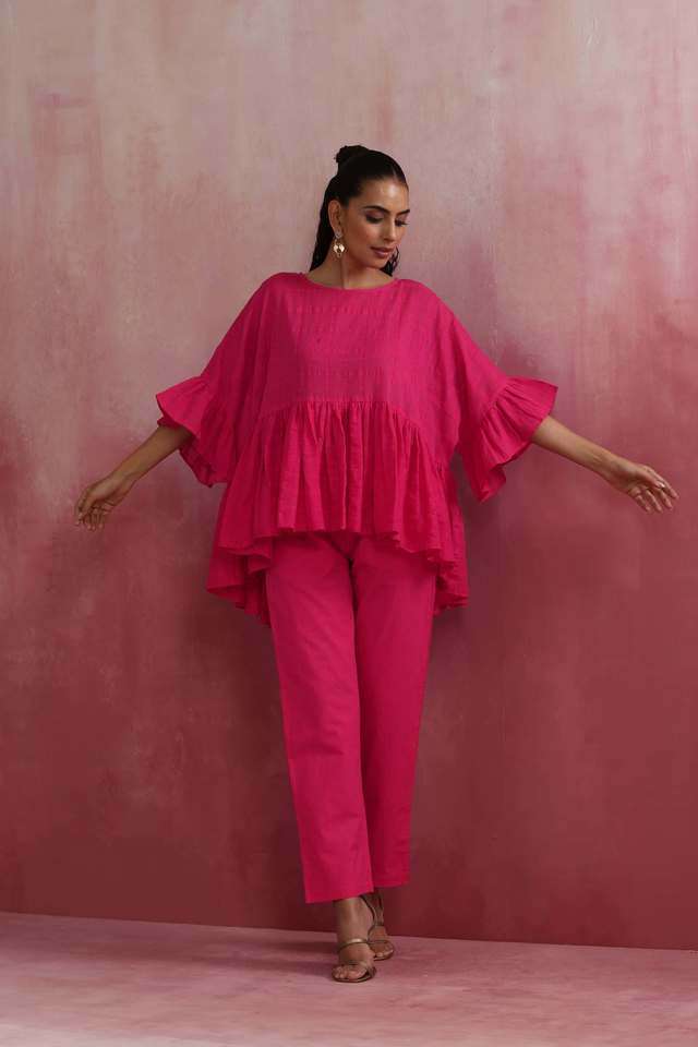 Solid-Cotton-Flared-Fit-Women-s-Co-Ord-Set