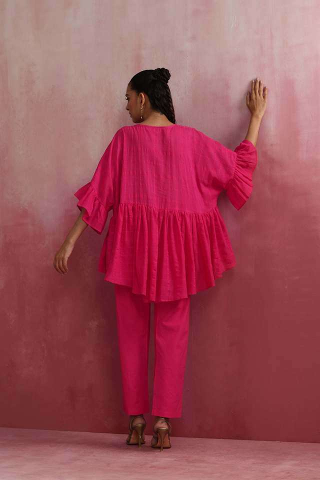 Solid-Cotton-Flared-Fit-Women-s-Co-Ord-Set