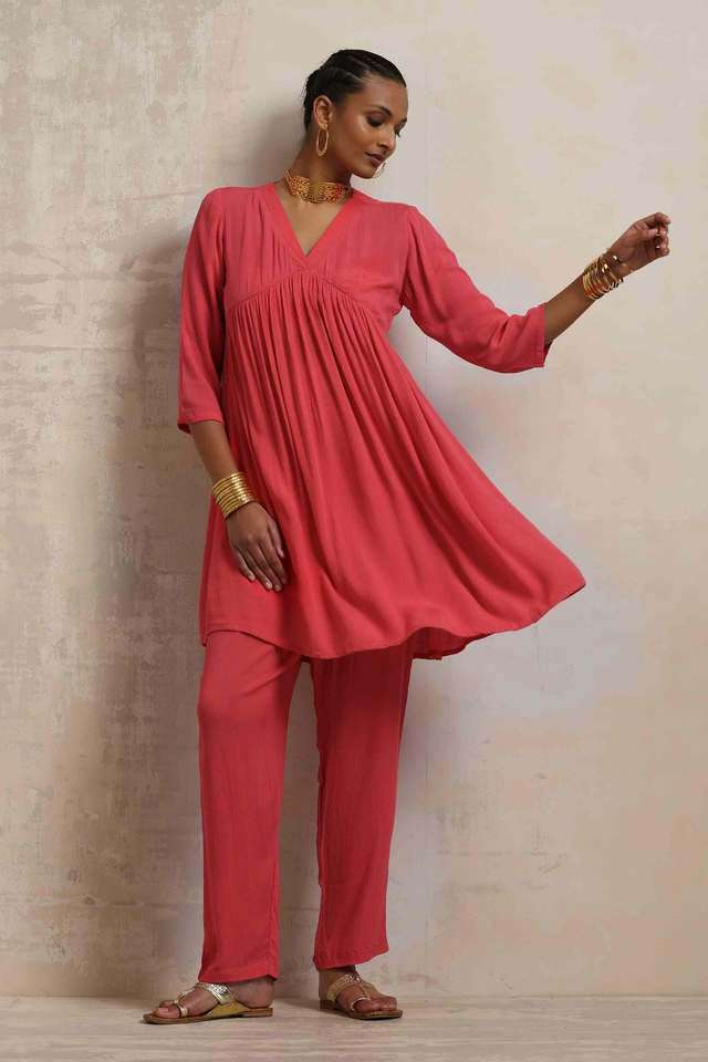 Solid-Viscose-Flared-Fit-Women-s-Co-Ord-Set