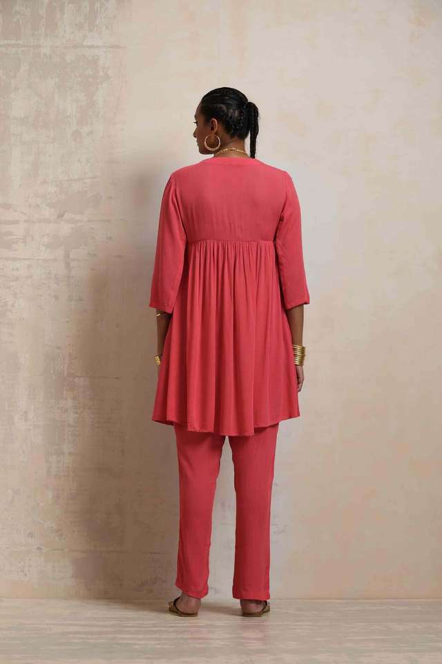 Solid-Viscose-Flared-Fit-Women-s-Co-Ord-Set