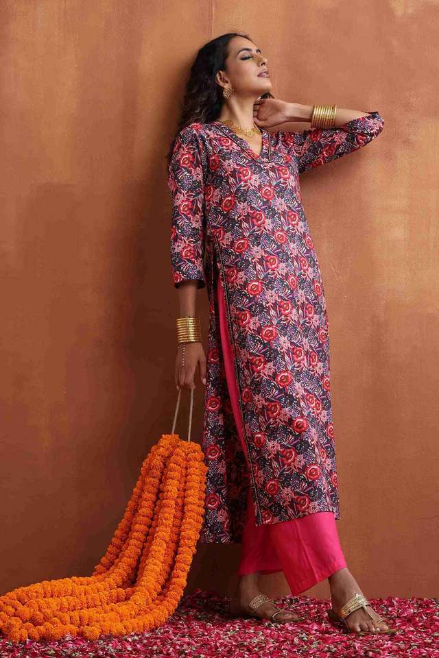 Floral-Cotton-Regular-Fit-Women-s-Kurta-Set