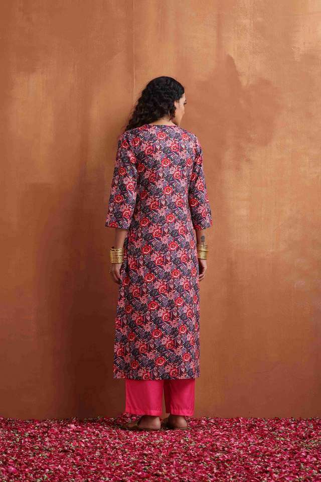Floral-Cotton-Regular-Fit-Women-s-Kurta-Set