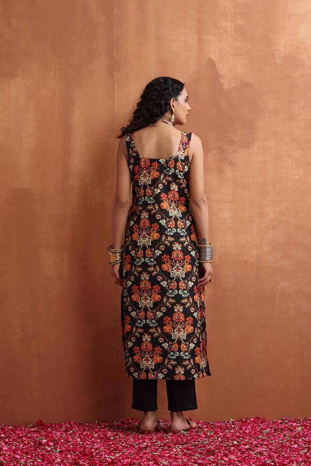 Floral-Viscose-Slim-Fit-Women-s-Kurta-Set