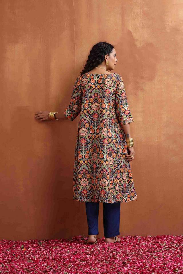 Floral-Viscose-Regular-Fit-Women-s-Kurta-Set