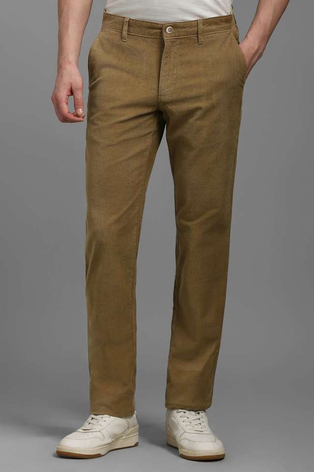 Solid-Cotton-Blend-Tapered-Fit-Men-s-Casual-Wear-Trousers
