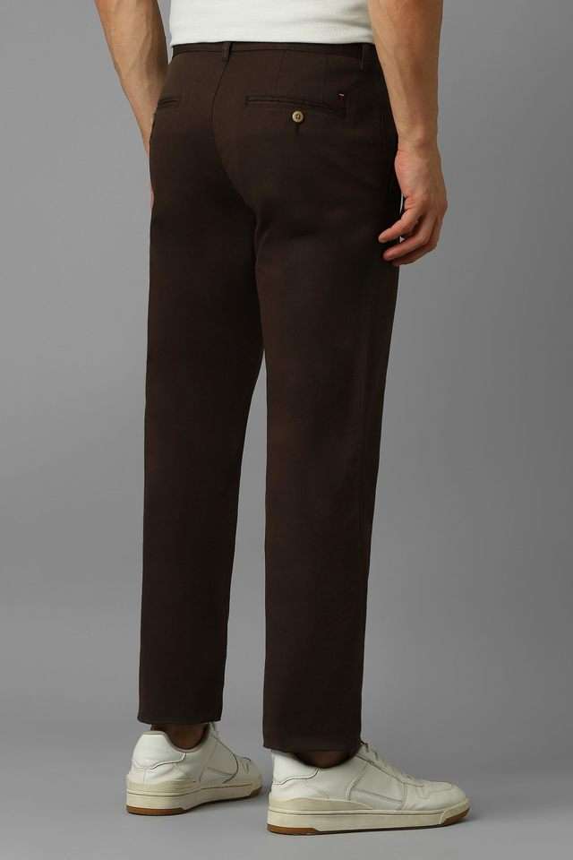 Solid-Cotton-Blend-Tapered-Fit-Men-s-Casual-Wear-Trousers
