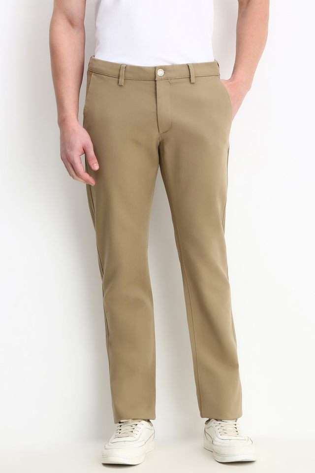 Solid-Cotton-Blend-Super-Slim-FitMen-s-Formal-Wear-Trousers
