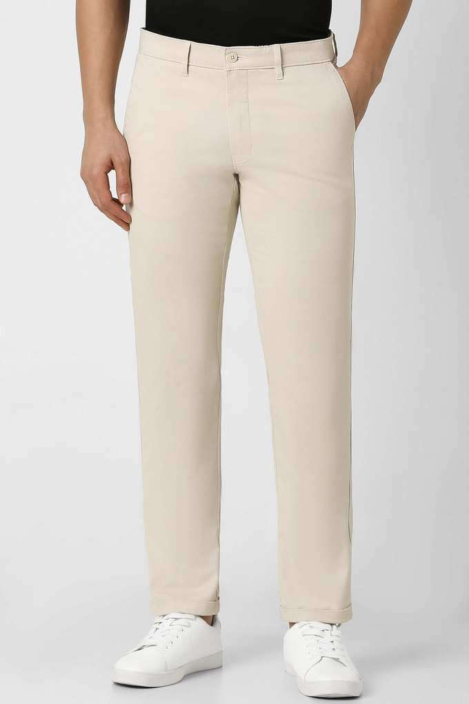 Solid-Cotton-Blend-Slim-Fit-Men-s-Casual-Wear-Trousers