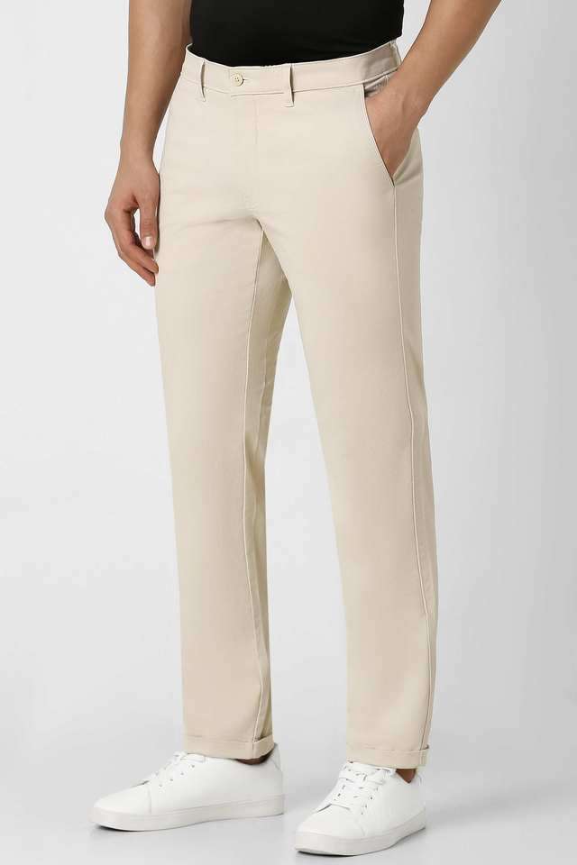 Solid-Cotton-Blend-Slim-Fit-Men-s-Casual-Wear-Trousers